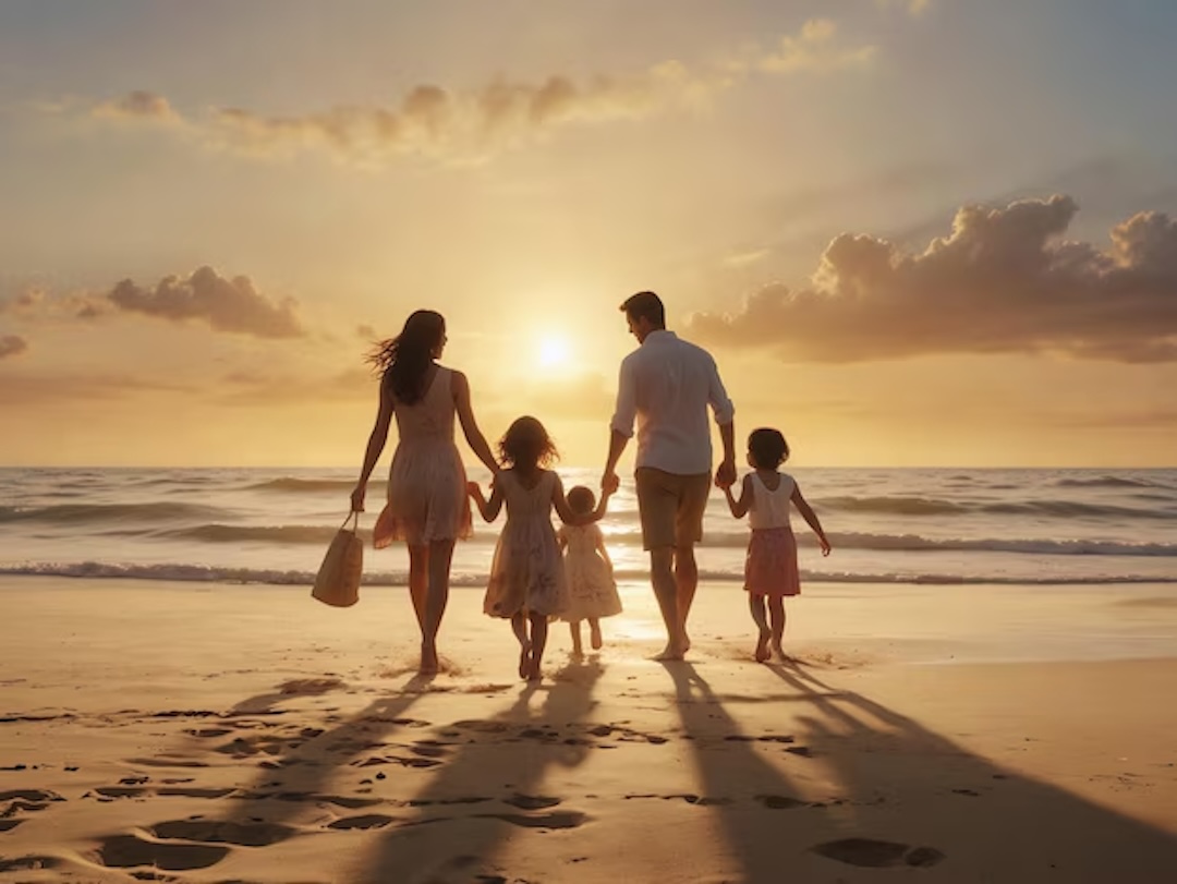 Family on the beach